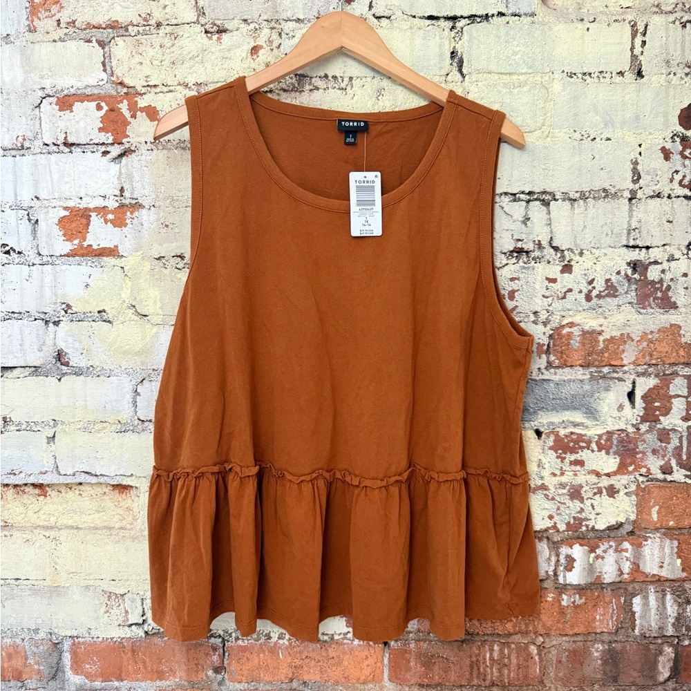 Torrid Sleeveless Peplum Tank Top - Warm Brown